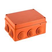 JBS150 Коробка огн. E110, о/п 150х110х70мм, без галогена,10 вых., IP55, 5P, (1,5-4 мм?), цвет оранж. Экопласт