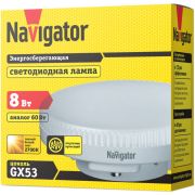 Лампа светодиодная 71 362 NLL-GX53-8-230-2.7K 8Вт таблетка 2700К тепл. бел. GX53 600лм 220-240В Navigator 71362