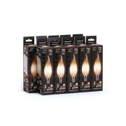 Лампа светодиодная филаментная Black Filament 9Вт свеча на ветру 2700К тепл. бел. E14 680лм GAUSS 104801109